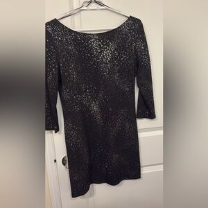 Black Metallic Detail Long Sleeve Women's Dress